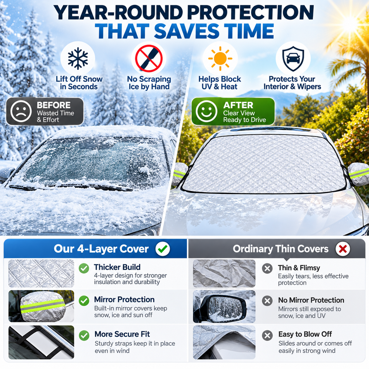 ❄️ Magnetic Windshield Snow Cover